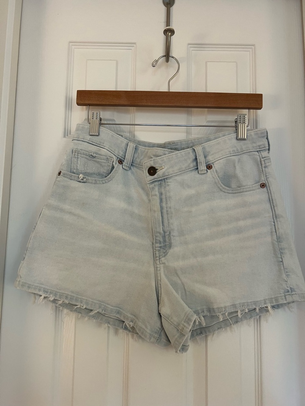 American Eagle Outfitters Pale Blue High-Rise Denim Cutoff Shorts